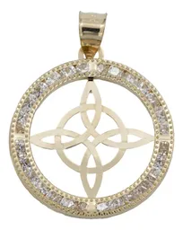 Dije Medalla Nudo Bruja Oro 10k con Zirconia Protección - Imagen 1