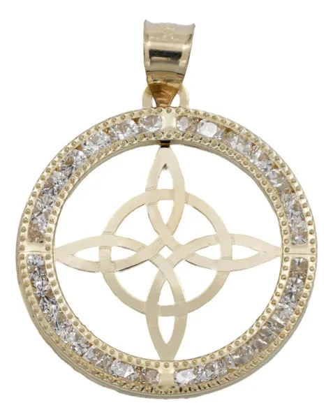 Dije Medalla Nudo Bruja Oro 10k con Zirconia Protección - Imagen 1