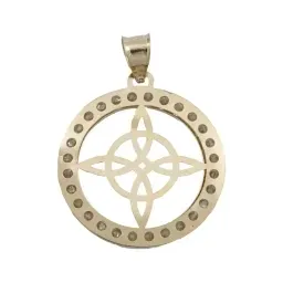 Dije Medalla Nudo Bruja Oro 10k con Zirconia Protección - Imagen 3