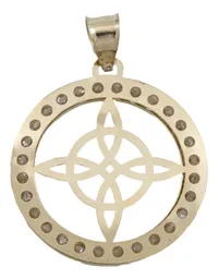 Dije Medalla Nudo Bruja Oro 10k con Zirconia Protección - Imagen 3