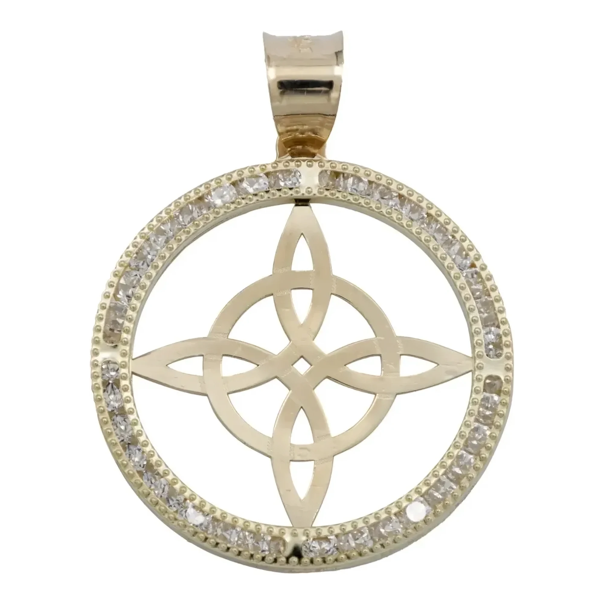 Dije Medalla Nudo Bruja Oro 10k con Zirconia Brillante para mujer - Joyaris joyería fina artesanal