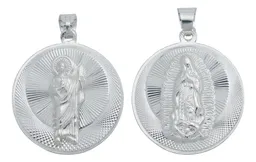 Dije Medalla Plata 925 San Judas Tadeo y Virgen Guadalupe Doble Vista - Imagen 1