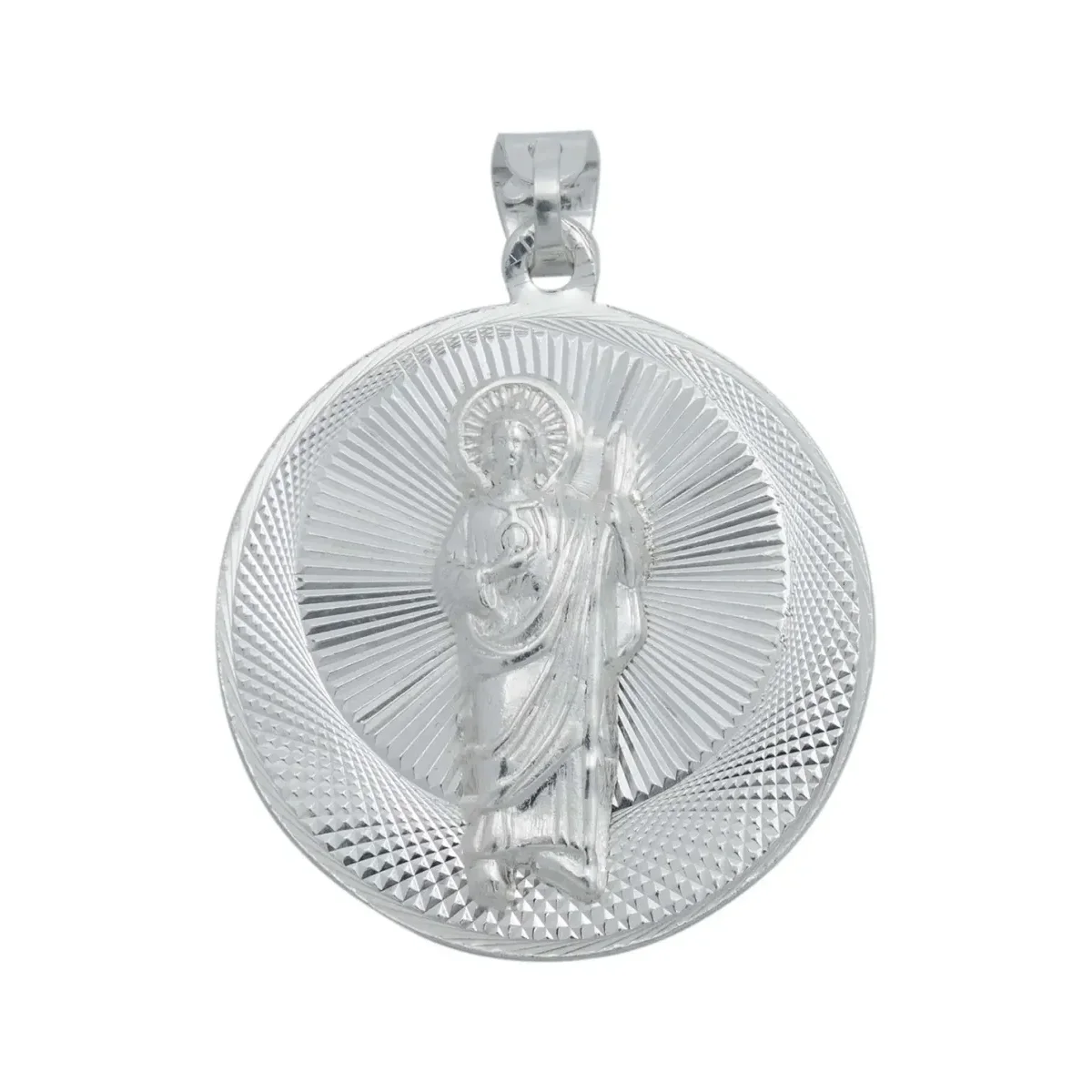 Dije Medalla Plata 925 San Judas Tadeo y Virgen Guadalupe Doble Vista - Imagen 2