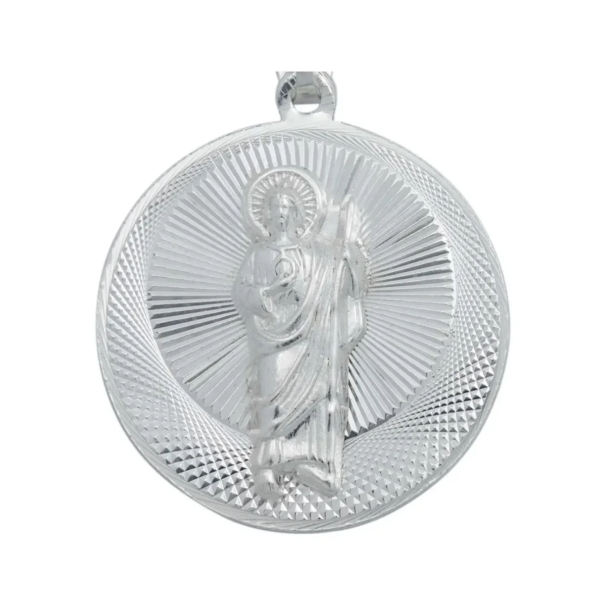 Dije Medalla Plata 925 San Judas Tadeo y Virgen Guadalupe Doble Vista - Imagen 3
