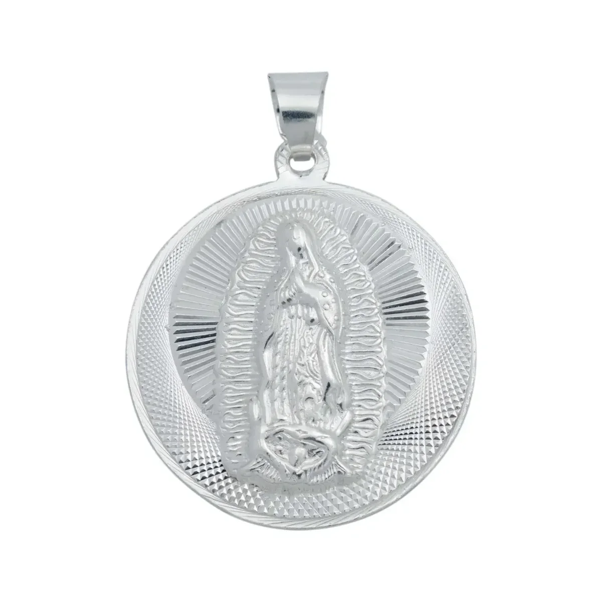 Dije Medalla Plata 925 San Judas Tadeo y Virgen Guadalupe Doble Vista - Imagen 4
