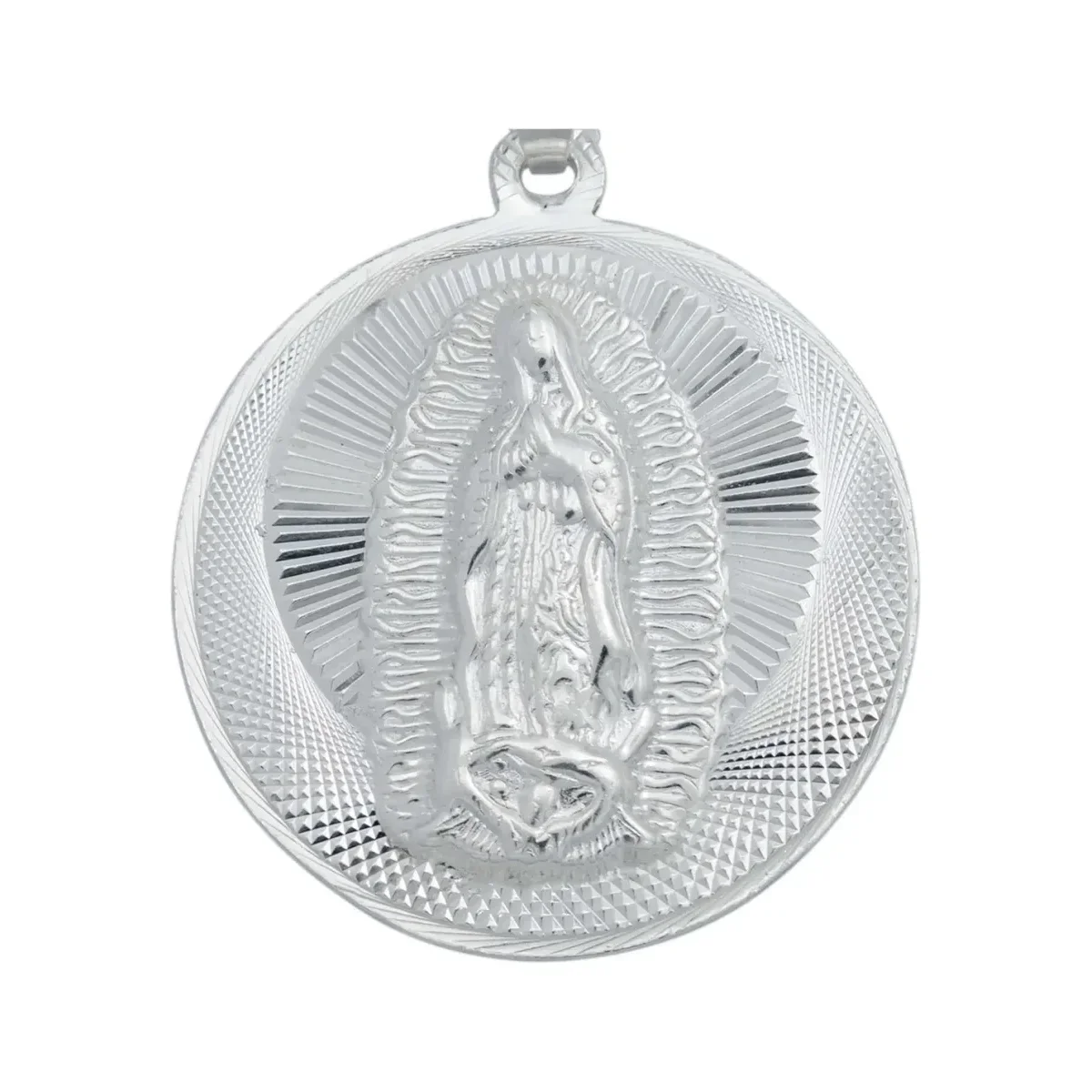 Dije Medalla Plata 925 San Judas Tadeo y Virgen Guadalupe Doble Vista - Imagen 5
