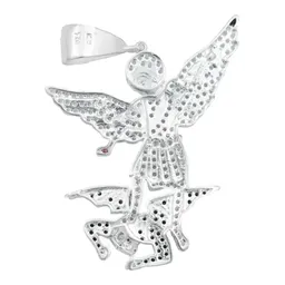 Dije Medalla Plata 925 San Miguel Arcángel con Zirconia Fucsia - Imagen 4