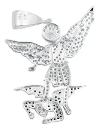 Dije Medalla Plata 925 San Miguel Arcángel con Zirconia Fucsia - Imagen 4