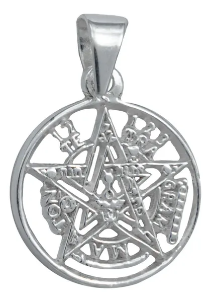 Dije Medalla Plata 925 Tetragramatón Detallado Amuleto Protección - Imagen 1