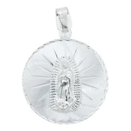 Dije Medalla Plata 925 Virgen Guadalupe Acabado Diamantado - Imagen 1
