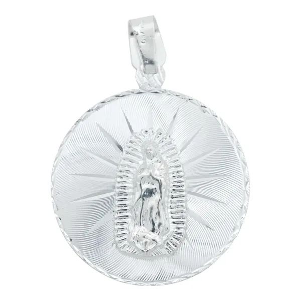 Dije Medalla Plata 925 Virgen Guadalupe Acabado Diamantado - Imagen 1