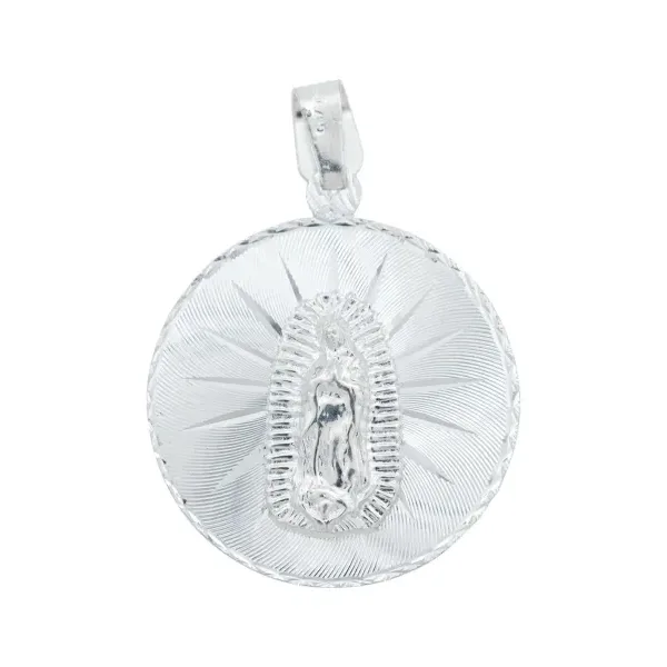 Dije Medalla Plata 925 Virgen Guadalupe Acabado Diamantado - Imagen 1