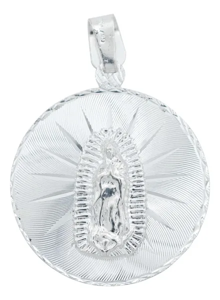 Dije Medalla Plata 925 Virgen Guadalupe Acabado Diamantado - Imagen 1