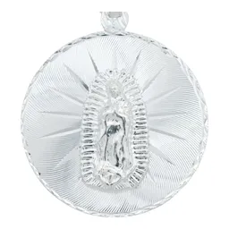 Dije Medalla Plata 925 Virgen Guadalupe Acabado Diamantado - Imagen 2