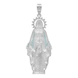Dije Medalla Plata .925 Virgen Milagrosa Zirconia Celeste - Imagen 3