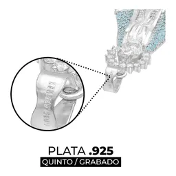 Dije Medalla Plata .925 Virgen Milagrosa Zirconia Celeste - Imagen 4