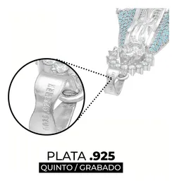 Dije Medalla Plata .925 Virgen Milagrosa Zirconia Celeste - Imagen 4