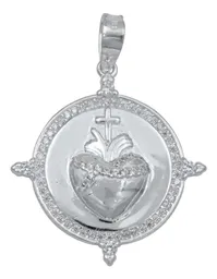 Dije Medalla Sagrado Corazón Plata 925 con Zirconia - Imagen 1