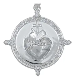 Dije Medalla Sagrado Corazón Plata 925 con Zirconia - Imagen 2