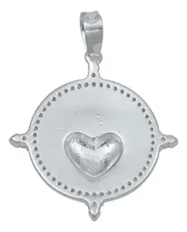 Dije Medalla Sagrado Corazón Plata 925 con Zirconia - Imagen 3