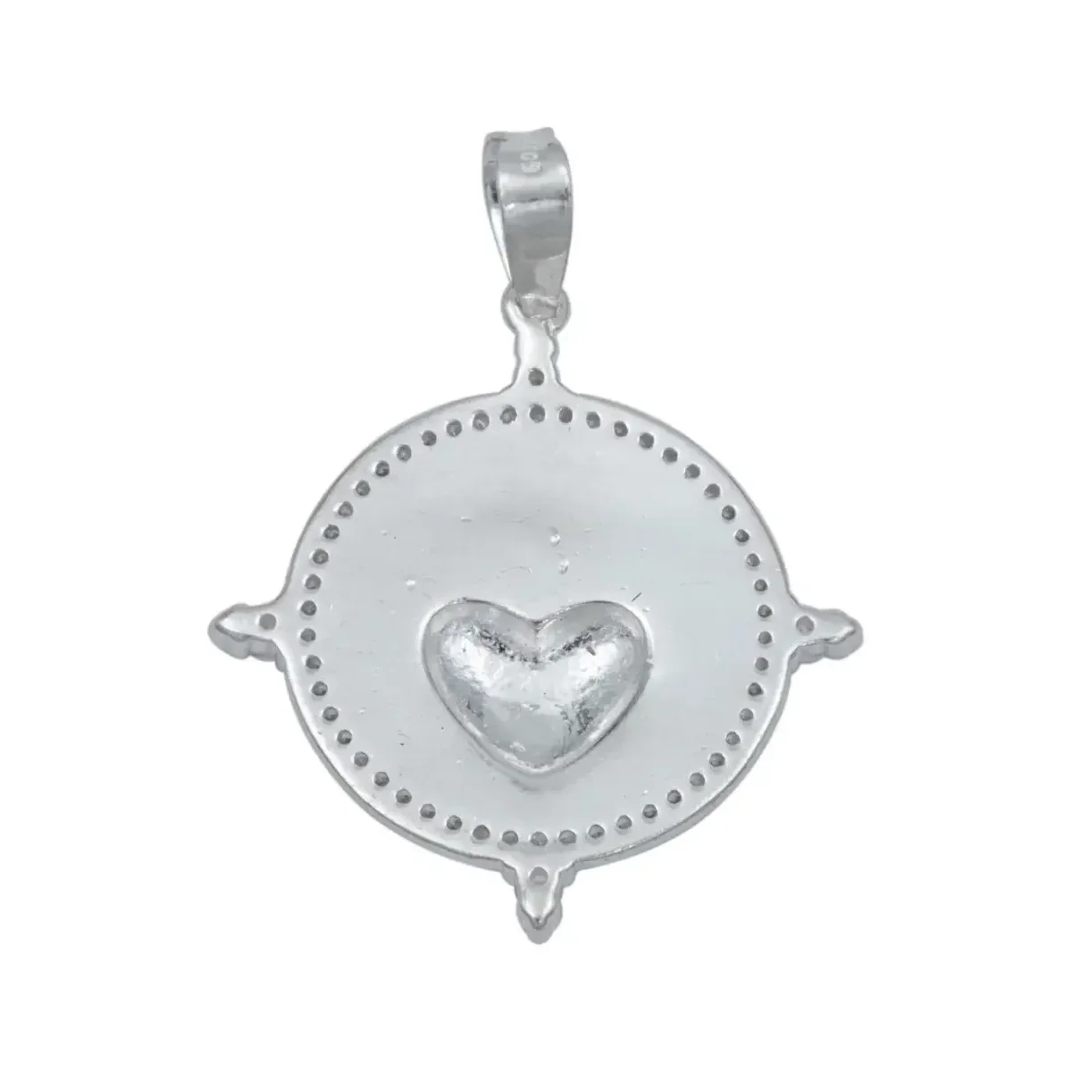 Dije Medalla Sagrado Corazón Plata 925 con Zirconia - Imagen 3