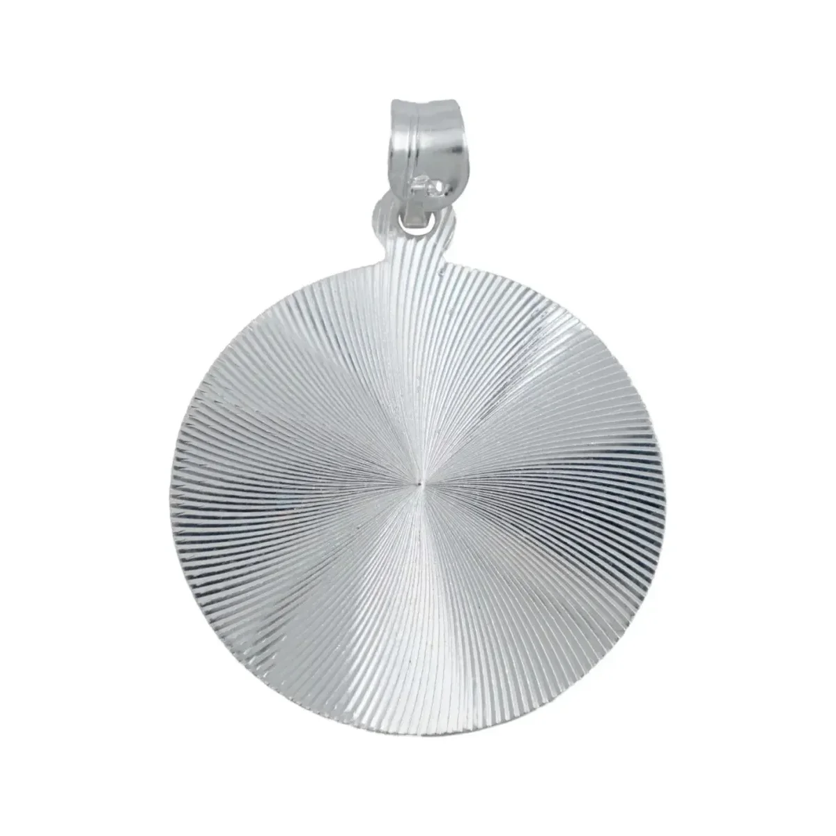 Dije Medalla Sagrado Corazón Plata 925 Diamantada Grande - Imagen 3