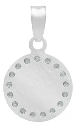 Dije Medalla Sagrado Corazón Plata .925 Zirconia Blanca - Imagen 2