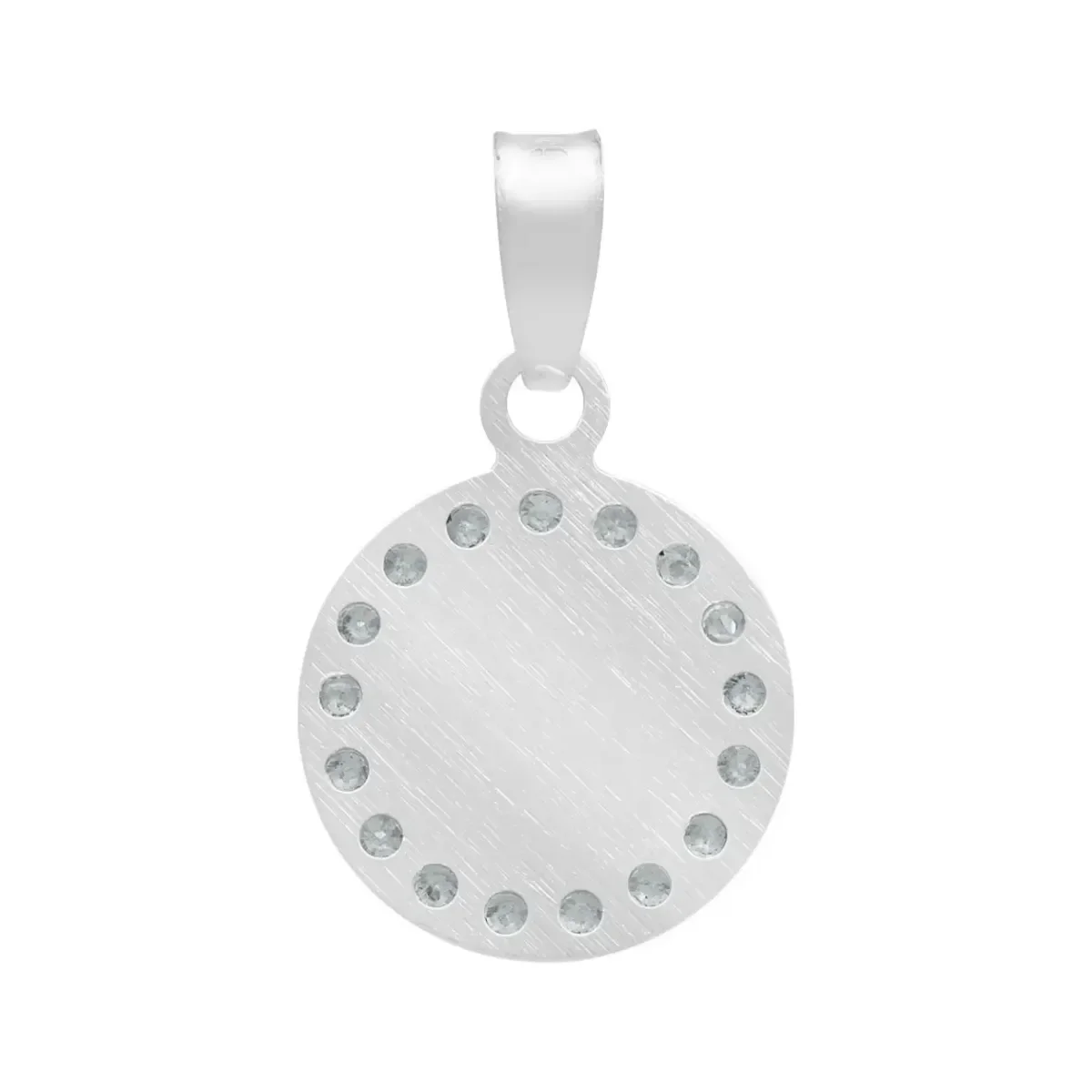 Dije Medalla Sagrado Corazón Plata .925 Zirconia Blanca - Imagen 2