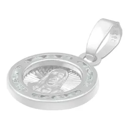 Dije Medalla Sagrado Corazón Plata .925 Zirconia Blanca - Imagen 4