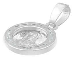 Dije Medalla Sagrado Corazón Plata .925 Zirconia Blanca - Imagen 4