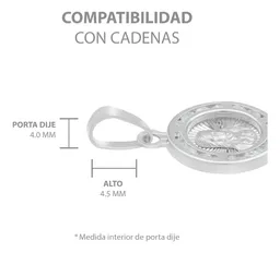 Dije Medalla Sagrado Corazón Plata .925 Zirconia Blanca - Imagen 5