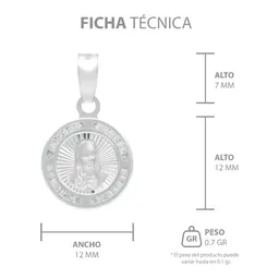 Dije Medalla Sagrado Corazón Plata .925 Zirconia Blanca - Imagen 6