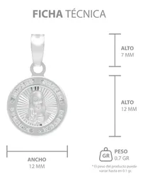 Dije Medalla Sagrado Corazón Plata .925 Zirconia Blanca - Imagen 6