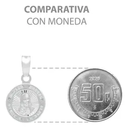Dije Medalla Sagrado Corazón Plata .925 Zirconia Blanca - Imagen 7