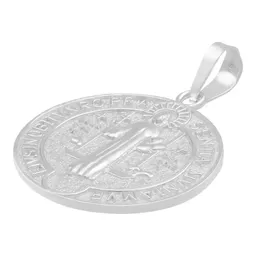Dije Medalla San Benito Cruz Plata 925 Doble Vista - Imagen 4