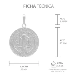 Dije Medalla San Benito Cruz Plata 925 Doble Vista - Imagen 7
