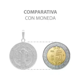Dije Medalla San Benito Cruz Plata 925 Doble Vista - Imagen 8