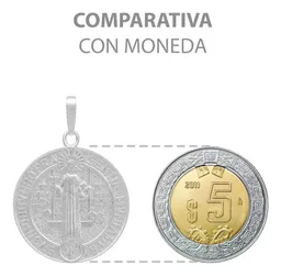 Dije Medalla San Benito Cruz Plata 925 Doble Vista - Imagen 8
