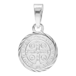 Dije Medalla San Benito de Plata .925 Doble Vista 20x14 mm - Imagen 2