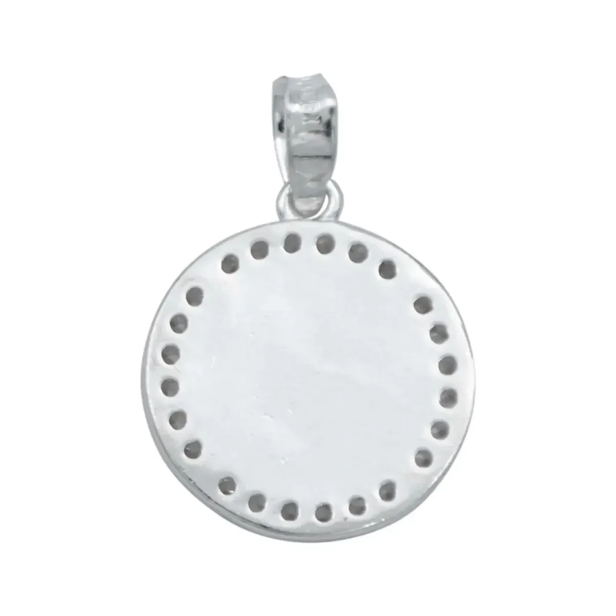 Dije Medalla San Benito Doble Vista Plata 925 con Zirconia - Imagen 3
