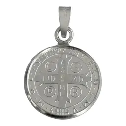 Dije Medalla San Benito Grande Plata .999 con Zirconia - Imagen 2