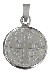 Dije Medalla San Benito Grande Plata .999 con Zirconia - Imagen 2