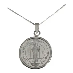 Dije Medalla San Benito Grande Plata .999 con Zirconia - Imagen 3