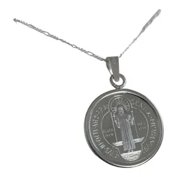 Dije Medalla San Benito Grande Plata .999 con Zirconia - Imagen 4