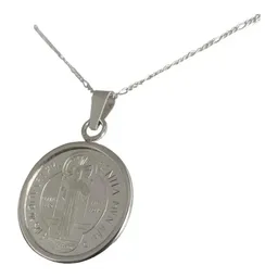 Dije Medalla San Benito Grande Plata .999 con Zirconia - Imagen 5