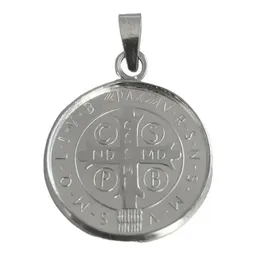 Dije Medalla San Benito Mediana Plata .999 con Zirconia - Imagen 2