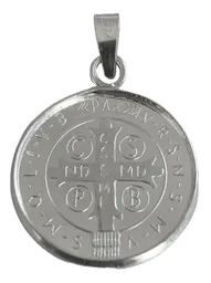 Dije Medalla San Benito Mediana Plata .999 con Zirconia - Imagen 2