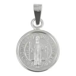 Dije Medalla San Benito Plata 999 Acabado Pulido - Imagen 1