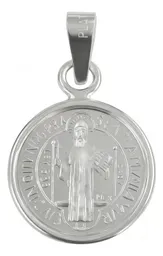 Dije Medalla San Benito Plata 999 Acabado Pulido - Imagen 1