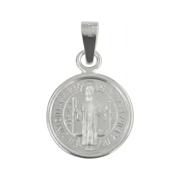 Dije Medalla San Benito Plata 925 Acabado Pulido - Imagen 1